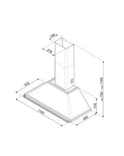 Õhupuhastaja smeg victoria, seina, 110 cm, 784 m3/h, 63 db, kiltkivi hall-foto2