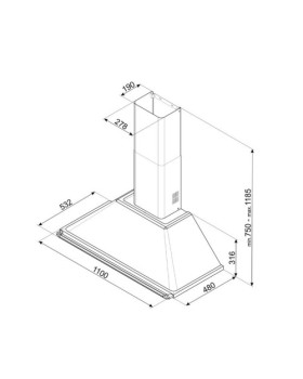 Õhupuhastaja smeg victoria, seina, 110 cm, 784 m3/h, 63 db, kiltkivi hall-foto2