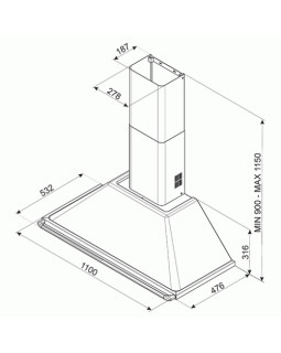 Õhupuhastaja smeg victoria, seina, 110 cm, rv teras, 784 m3/h, 63 db-foto2