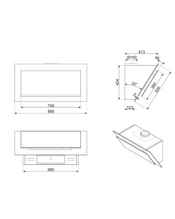 Õhupuhastaja smeg linea, seina, 90 cm, 636 m3/h, 70 db, must klaas-foto9
