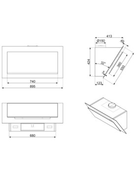 Õhupuhastaja smeg linea, seina, 90 cm, 70 db, 782 cm3/h, neptuun hall-foto8