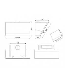 Õhupuhastaja smeg linea, seina, 60 cm, 666 m3/h, 58 db, valge klaas-foto4