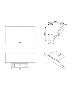 Õhupuhastaja smeg, seina, 90 cm, 729 m3/h, 53 db, matt must klaas-foto5