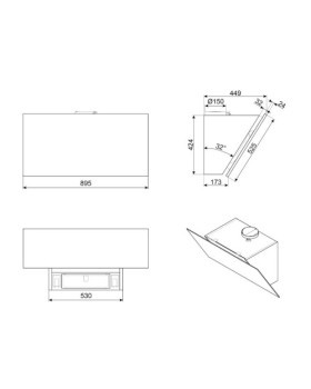 Õhupuhastaja smeg, seina, 90 cm, 729 m3/h, 53 db, matt must klaas-foto5
