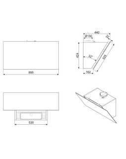 Õhupuhastaja smeg, seina, 90 cm, 729 m³/h, 60 db, must klaas-foto6
