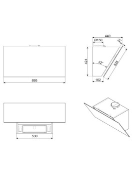 Õhupuhastaja smeg, seina, 90 cm, 729 m³/h, 60 db, must klaas-foto6