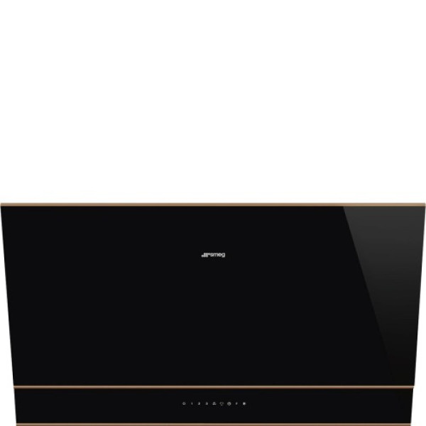 Õhupuhastaja smeg, dolce stil novo, seina, 90 cm, 777 m³/h, 67 db, must klaas/vask Kodumasinad