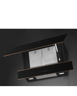 Õhupuhastaja smeg, dolce stil novo, seina, 90 cm, 777 m³/h, 67 db, must klaas/vask-foto4