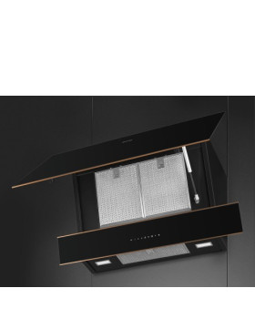Õhupuhastaja smeg, dolce stil novo, seina, 90 cm, 777 m³/h, 67 db, must klaas/vask-foto4