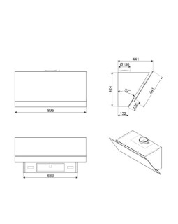 Õhupuhastaja smeg, dolce stil novo, seina, 90 cm, 777 m³/h, 67 db, must klaas/vask-foto7