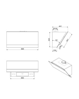 Õhupuhastaja smeg, dolce stil novo, seina, 90 cm, 777 m³/h, 67 db, must klaas/vask-foto7