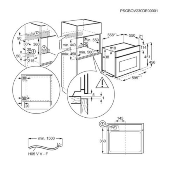Kompaktne ahi-mikrolaineahi, electrolux, h 45 cm, matt must