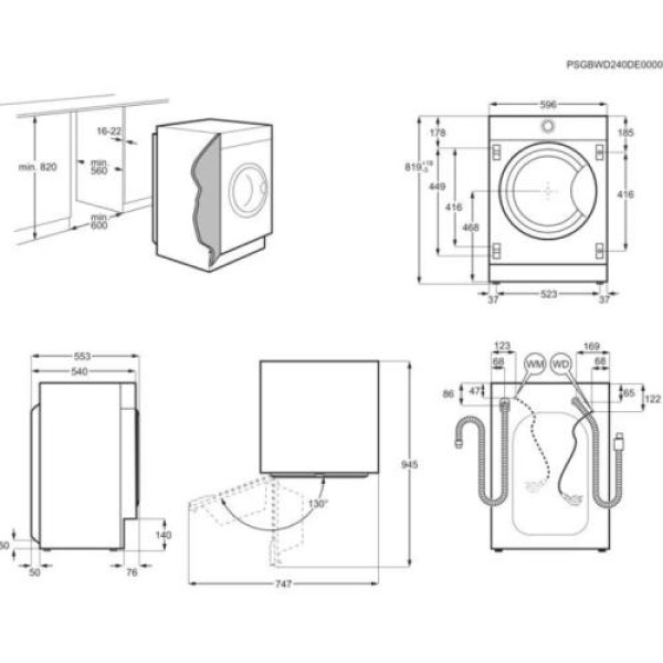Pesumasin aeg, integreeritav, eestlaetav, inverter, 8 kg, 1400 p/min