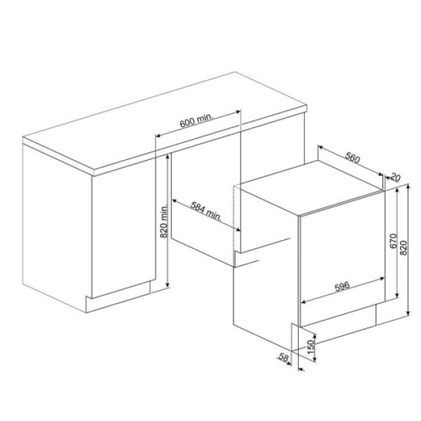 Pesumasin smeg, integeeritav, 7 kg, 60cm, 1000 p/min, e, valge Kodumasinad