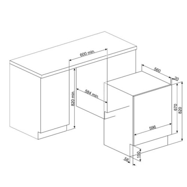 Pesumasin smeg, integeeritav, 7 kg, 1200 p/min, e, valge Kodumasinad