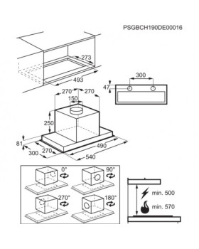 Õhupuhastaja electrolux, integreeritav, 54 cm, hob2hood, 700 m3/h, 67 db, matt must-foto2