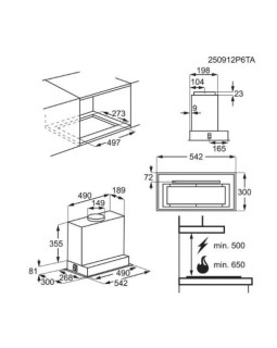 Õhupuhastaja electrolux, integreeritav, 54 cm, autosense, hob2hood, 650 m3/h, 57 db, matt must-foto2