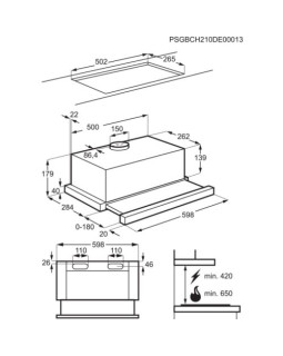 Õhupuhastaja electrolux, integreeritav, teleskoop, 60 cm, 370 m3/h, 68 db, matt must-foto2