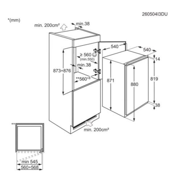 Külmik electrolux, integreeritav, 87 cm, 100/16 l, 36 db, elektrooniline juhtimine, valge Külmik electrolux, integreeritav, 87 cm, 100/16 l, 36 db, elektrooniline juhtimine, valge
