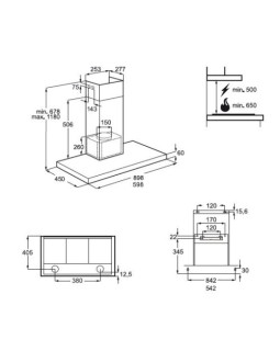 Õhupuhastaja electrolux, seina, 60 cm, 600m3/h, 70 db, rv teras/must-foto5