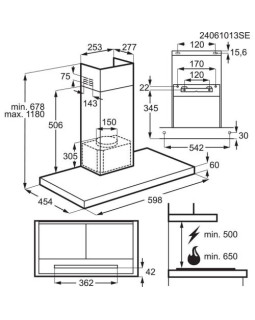 Õhupuhastaja electrolux, seina, 60 cm, hob2hood, 730m3/h, 70 db, must-foto4