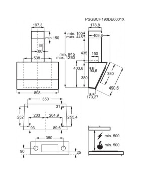 Õhupuhastaja electrolux, seina, 90 cm, max 58 db, 600 m3/h, must-foto2