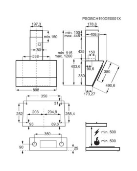 Õhupuhastaja electrolux, seina, 90 cm, max 63 db, 700 m3/h, matt must-foto4