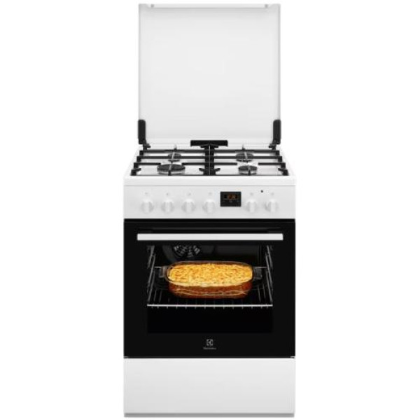 Gaasipliit electrolux, 60 cm, 4 x gaas, elektriahi, aurupuhastus, valge