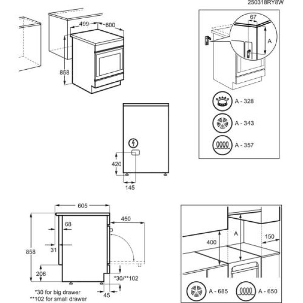 Elektripliit electrolux, 4x highlight, elektriahi, aurufunktsioon, 50 cm, katalüüspuhastus, valge