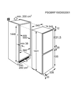 Külmik electrolux, integreeritav, 144 cm, 160/57 l, 35 db, elektrooniline juhtimine, valge-foto2