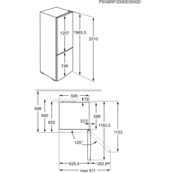 Külmik electrolux, 201 cm, 244/94 l, 36 db, elektrooniline juhtimine, noforst, rv-teras Kodumasinad