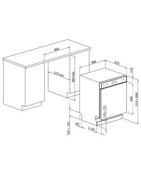 Nõudepesumasin smeg, integreeritav, 2 korvi, 60 cm, 49 db, valge uks-foto9