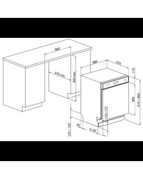 Nõudepesumasin smeg, integreeritav, 3 korvi, 60 cm, 42 db, rv uks-foto4