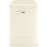 Nõudepesumasin smeg, 50-ndate stiil, 60 cm, 3 korvi, 45 db, kreem