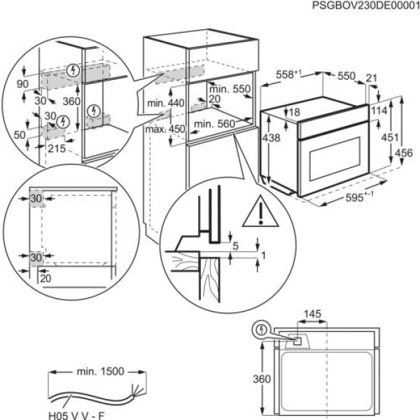 Kompaktne ahi-mikrolaineahi, electrolux, h 45 cm, must Kompaktne ahi-mikrolaineahi, electrolux, h 45 cm, must