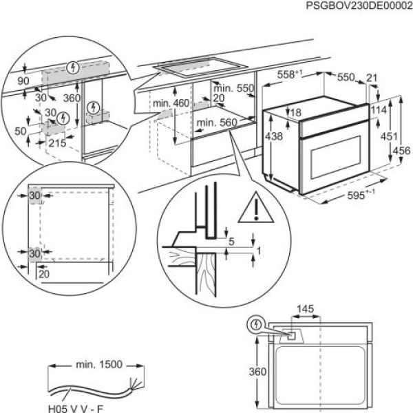 Kompaktne ahi-mikrolaineahi, electrolux, h 45 cm, must Kompaktne ahi-mikrolaineahi, electrolux, h 45 cm, must