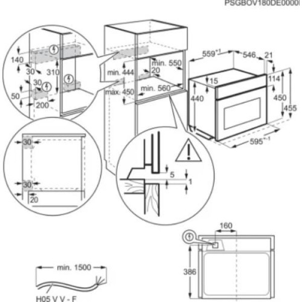 Kompakt mikrolaineahi, electrolux, h 45 cm, must