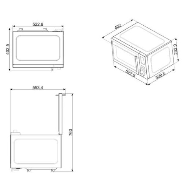 Mikrolaineahi smeg, 31 l, 1000/900 w, must