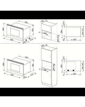 Mikrolaineahi smeg cortina, integreeritav, 22 l, 1250/850 w, antratsiit/antiikne messing-foto2