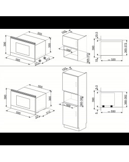 Mikrolaineahi smeg cortina, integreeritav, 22 l, 1250/850 w, kreem/antiikne messing-foto2