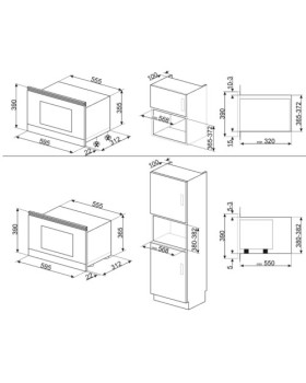 Mikrolaineahi smeg colonial, integreeritav, 22 l, 850 w, kreem/messing-foto2