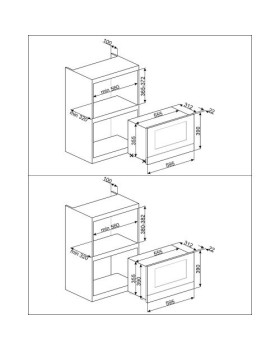 Mikrolaineahi smeg colonial, integreeritav, 22 l, 1200/850 w, kreem/messing-foto3