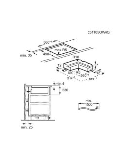 Õhupuhastiga pliidiplaat aeg, 4 x induktsioon, 58 cm, 590 m3/h, 68 db, lõigatud servad, must-foto2