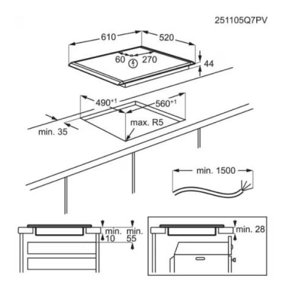 Pliidiplaat aeg, 4 x induktsioon, 60 cm, hob2hood, saphirmatt, faasitud servad