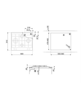 Pliidiplaat smeg selection, 4 x gaas, 60 cm, rv teras-foto2