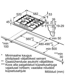 Pliidiplaat bosch, 4 x gaas, wok, 60 cm, rv teras-foto4