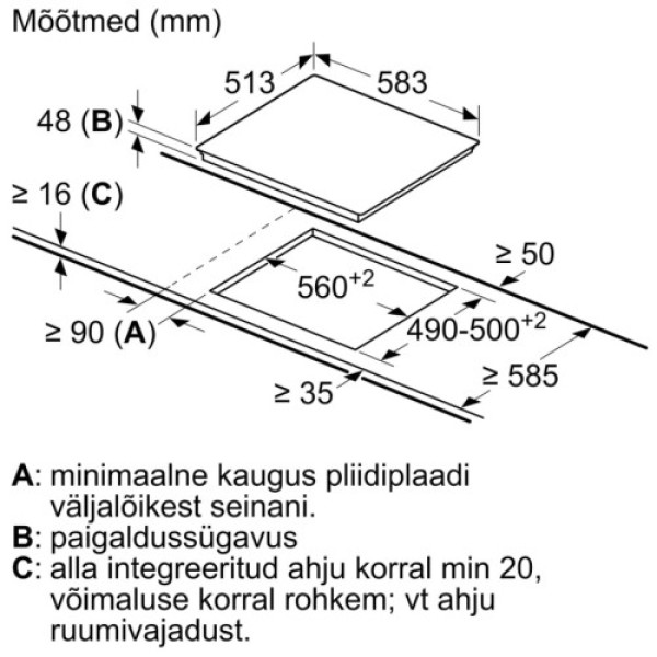 Pliidiplaat bosch, 4 x hilight, 60 cm, must, rv raam Kodumasinad