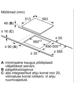 Pliidiplaat bosch, 4 x hilight, 60 cm, must, terasraamiga-foto2