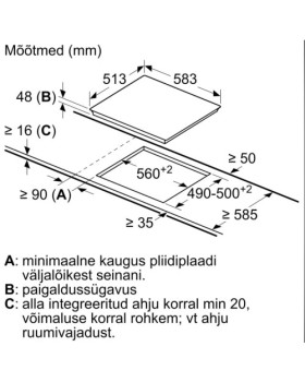 Pliidiplaat bosch, 4 x hilight, 60 cm, must, terasraamiga-foto2