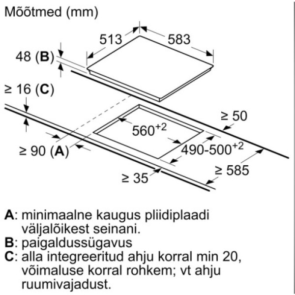 Pliidiplaat bosch, 4 x hilight, 60 cm, must, terasraamiga Kodumasinad